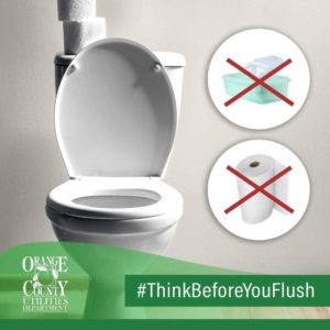 Think before your flush. No wipes or papertowels.