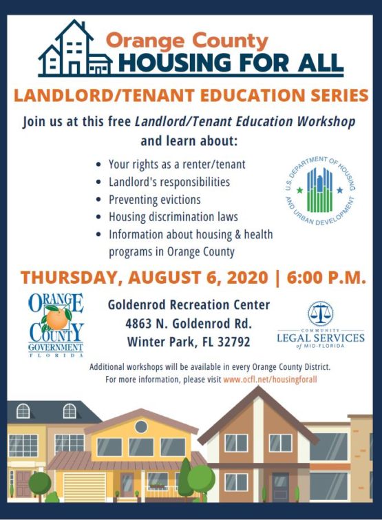Flyer for landlord tenant educational series. Text included in webpage where flyer is located.