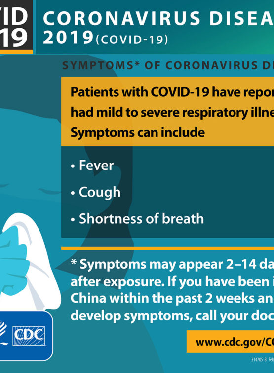 Reported illnesses have ranged from mild symptoms to severe illness and death for confirmed coronavirus disease 2019 (COVID-19) cases. Symptoms may appear 2-14 days after exposure*: Fever Cough Shortness of breath alert icon Call your healthcare professional if you develop symptoms, and have been in close contact with a person known to have COVID-19 or if you have recently traveled from an area with widespread or ongoing community spread of COVID-19.