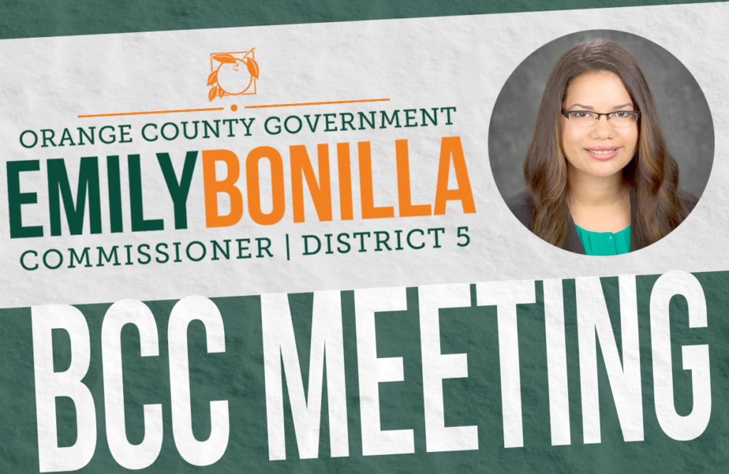 BCC Meeting Agenda photo with commissioner bonilla's face on it