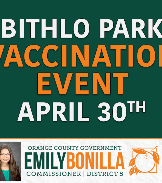Event image for the Bithlo Park Vaccination event on April 30th