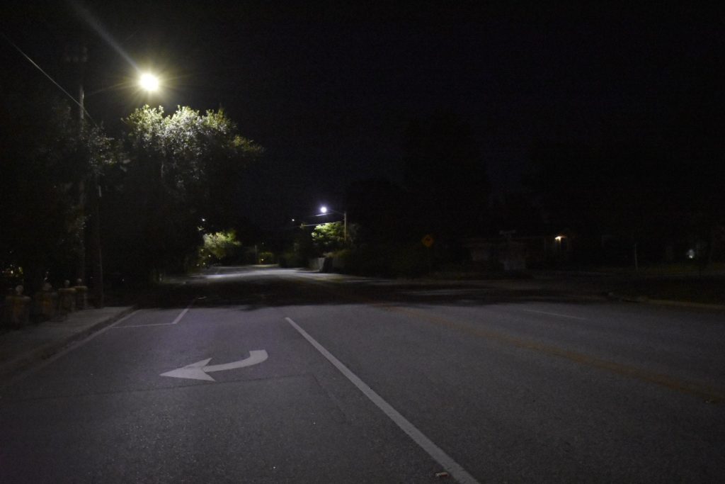 image of street lights at night.