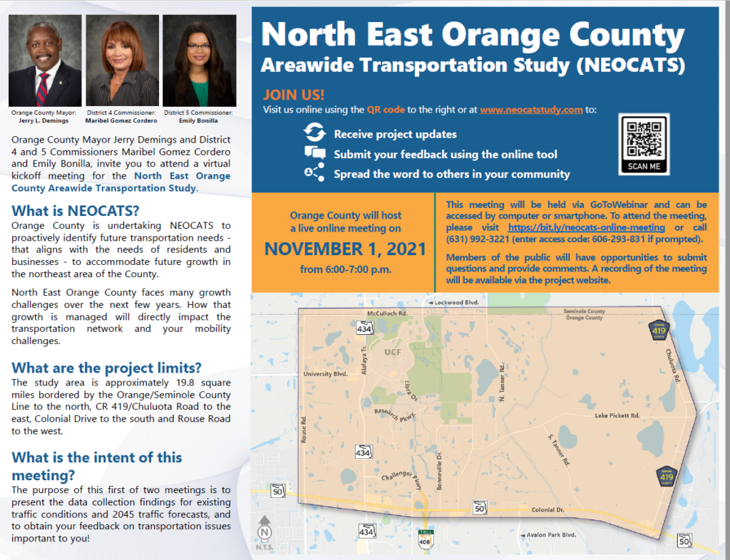 meeting notice for the northeast orange county areawide transportation study