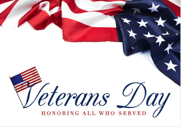 Flag and lettering celebrating veterans day 2021