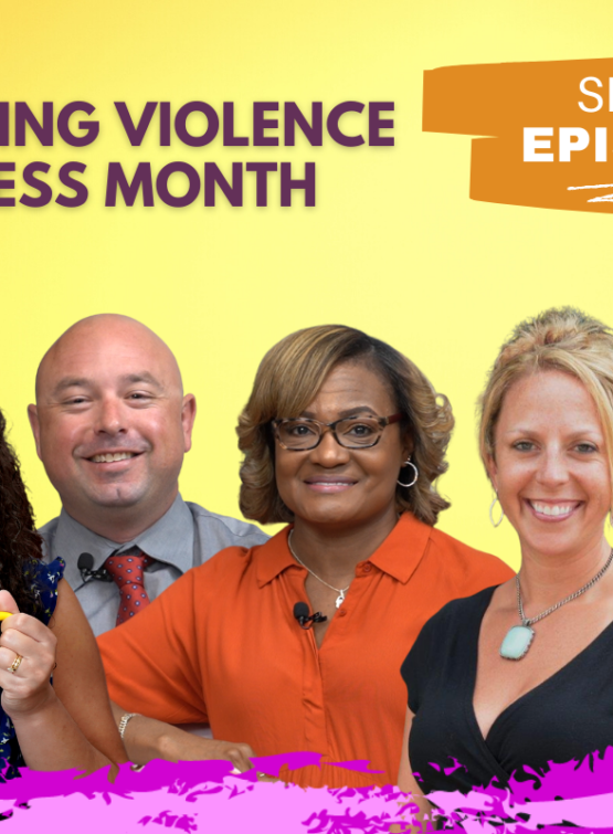 Featured image of host and guests of Emily Tells All Teen Dating Violence Awareness episode.