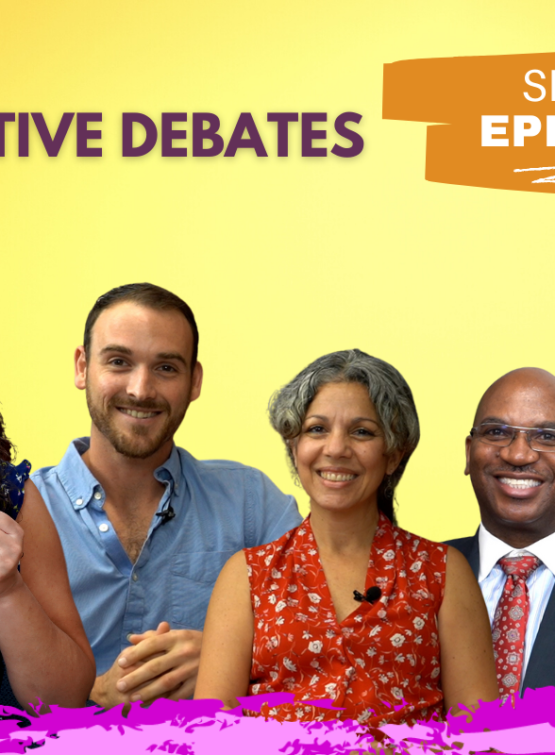Featured image of host and guests of Emily Tells All Productive Debates episode.