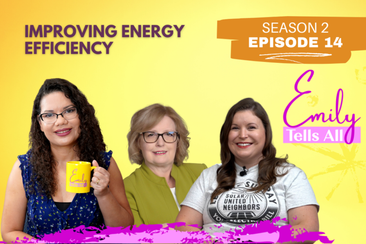Featured image of Emily Tells All Improving Energy Efficiency episode host and guests.