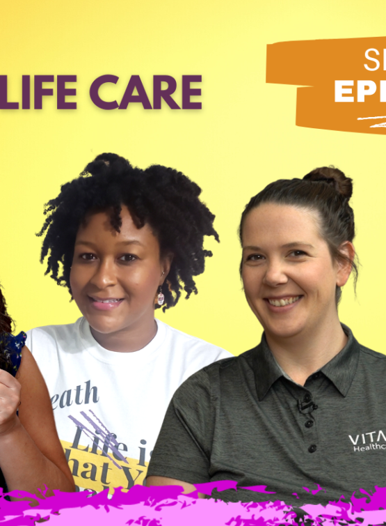 Featured image of host and guests of Emily Tells All End of Life Care episode.
