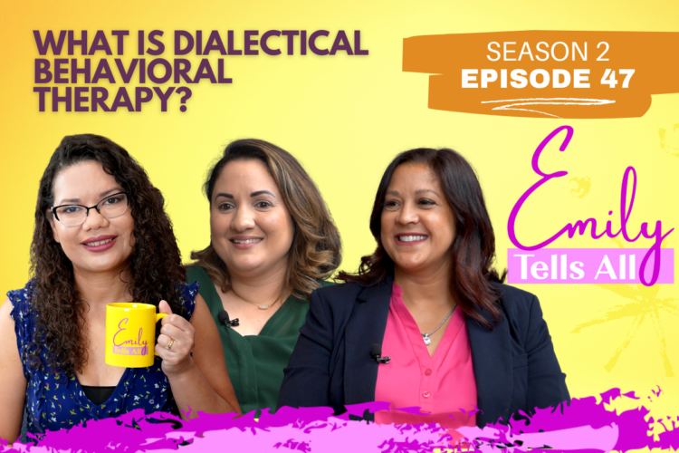 Featured image of host and guests of Emily Tells All DBT episode.