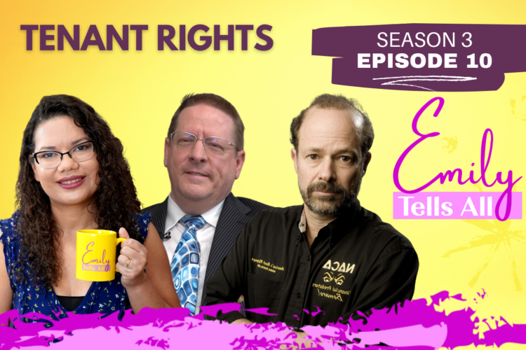 Featured image of host and guests of Emily Tells All Tenant Rights episode.