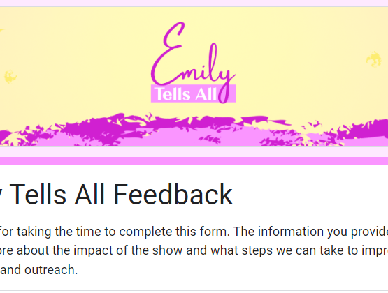 Featured image of beginning of Emily Tells All Viewership Survey