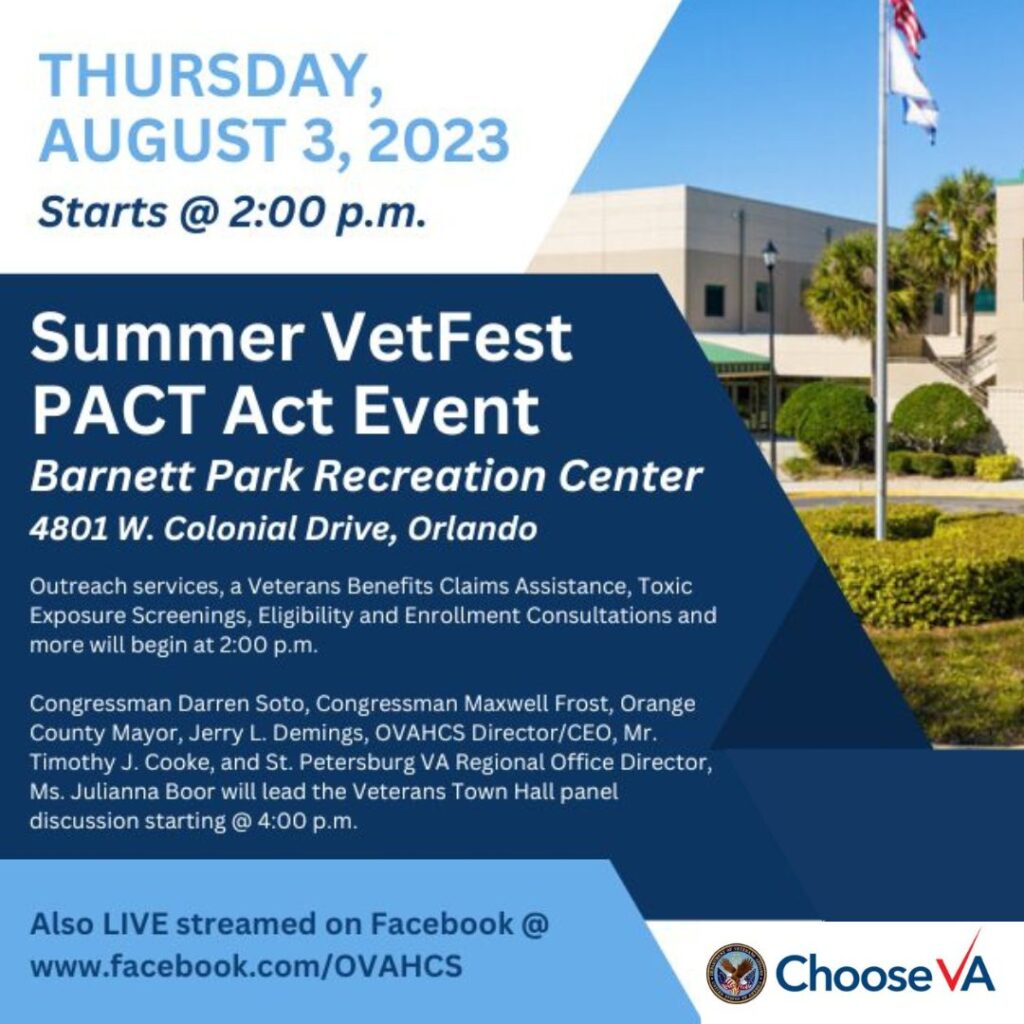 Summer vet fest PACT Event Flyer with information of event 