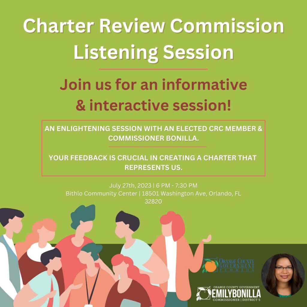 Charter Review Commission Listening Session Flyer