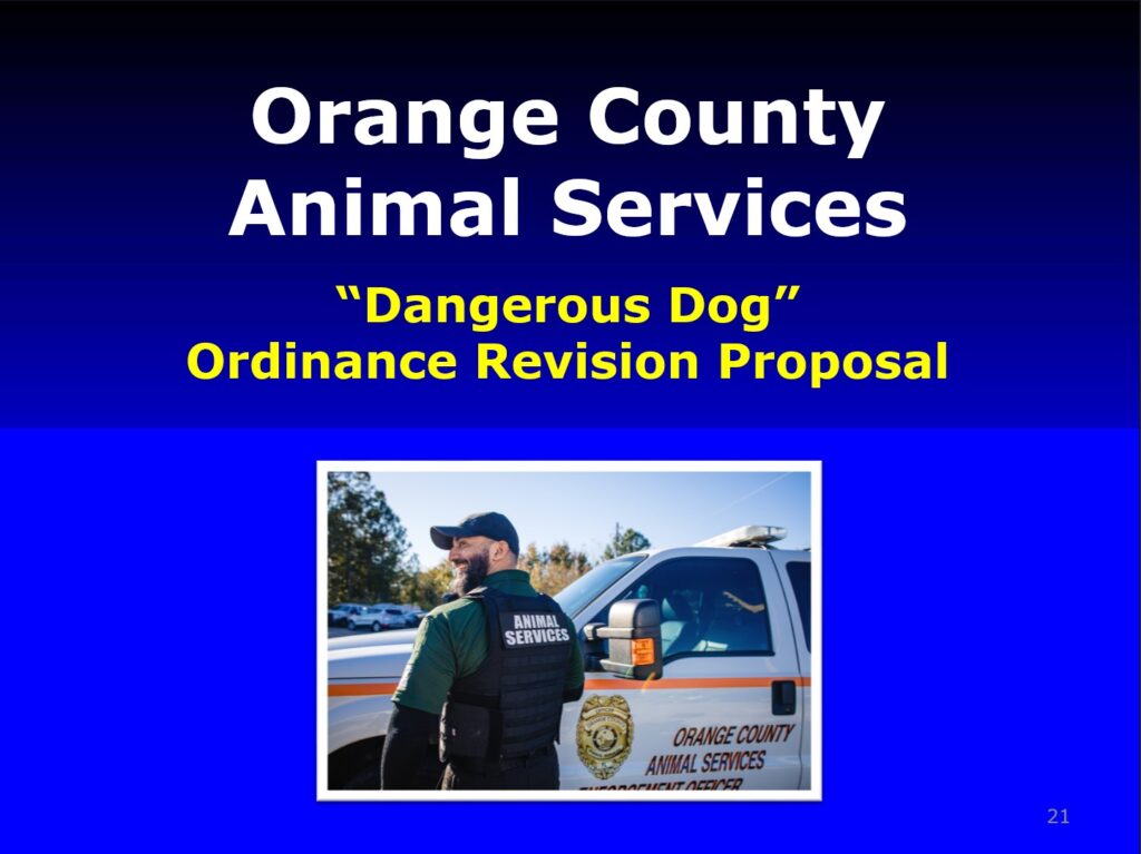 Orange County Animal Services "Dangerous Dog" Ordinance Revision Proposal