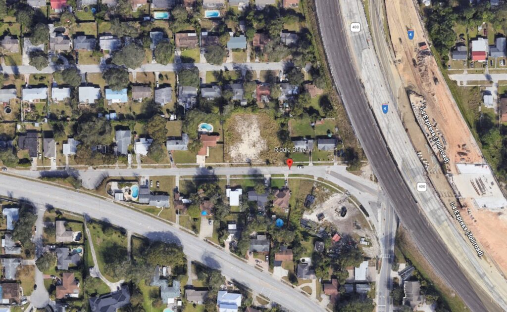 Aerial view of Riddle Drive in Fairview Shores