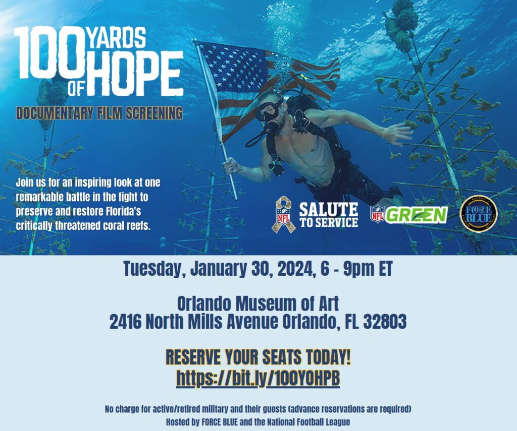 100 Yards of Hope flyer man swimming through water and essential information to sign up
