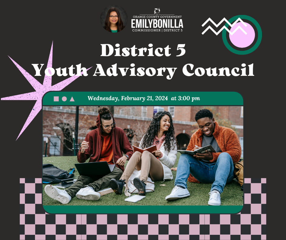 District 5 Youth Advisory Council is scheduled for Wednesday, February 21, 2024 at 3:00 pm.