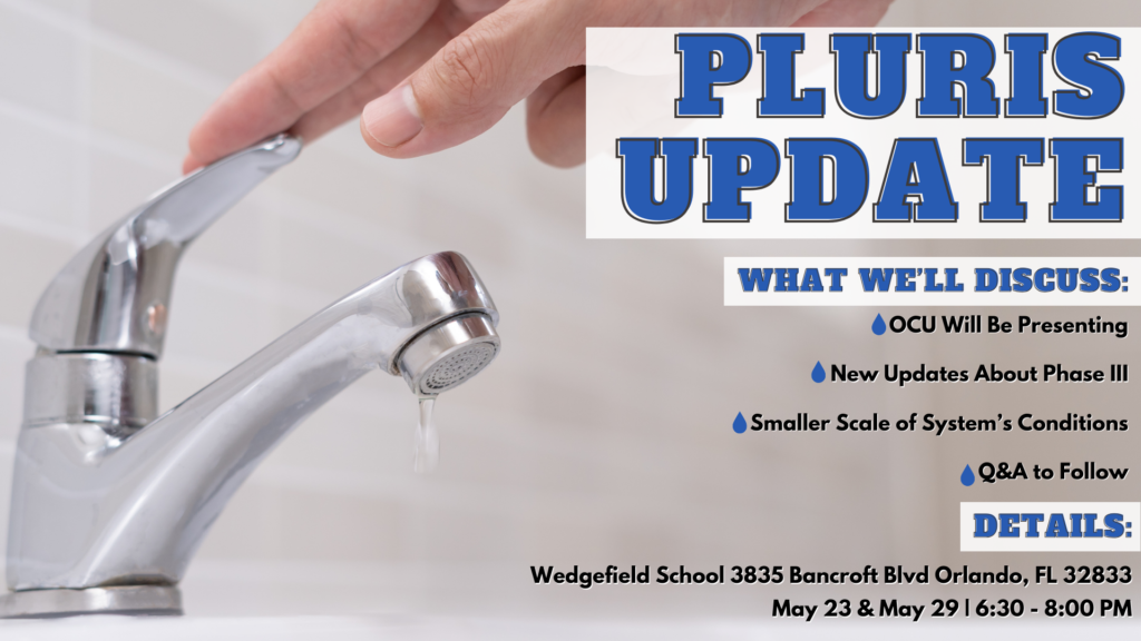 Graphic of a faucet closing. Pluris Update for May 23 and May 29.