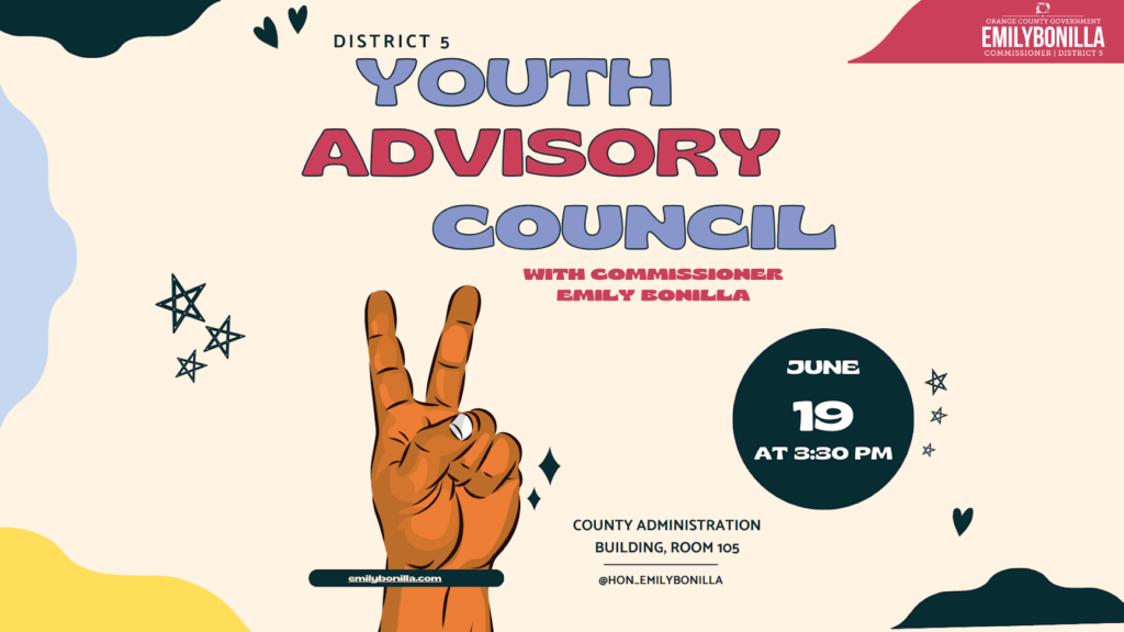 image of the flyer for the District 5 Youth Advisory Council meeting