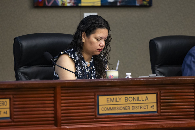 photograph of Commissioner Bonilla at the dais