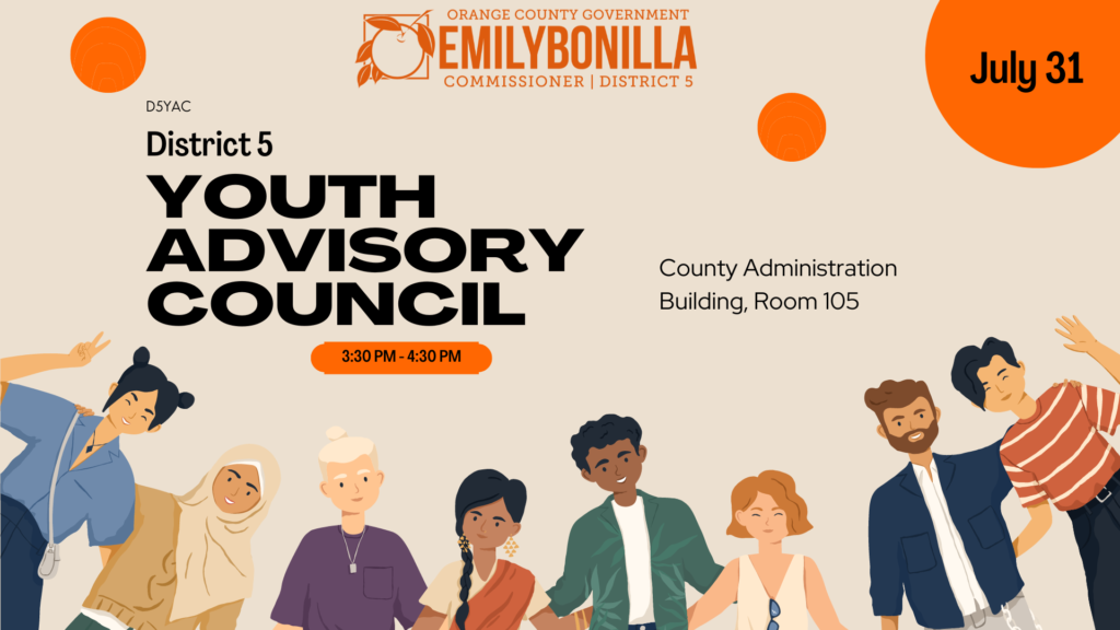 image of the flyer for the District 5 Youth Advisory Council meeting