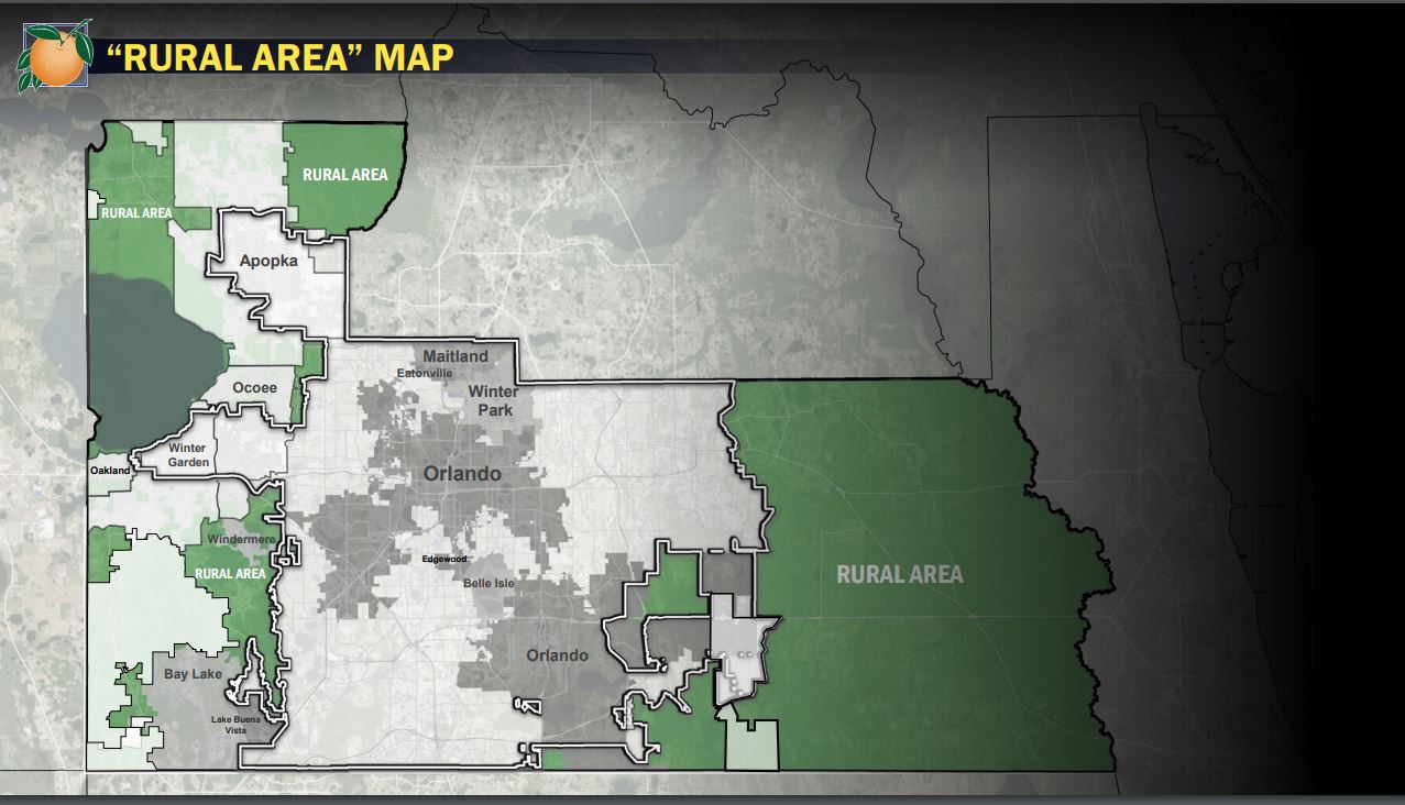 image of a map of orange county with rural areas highlighted