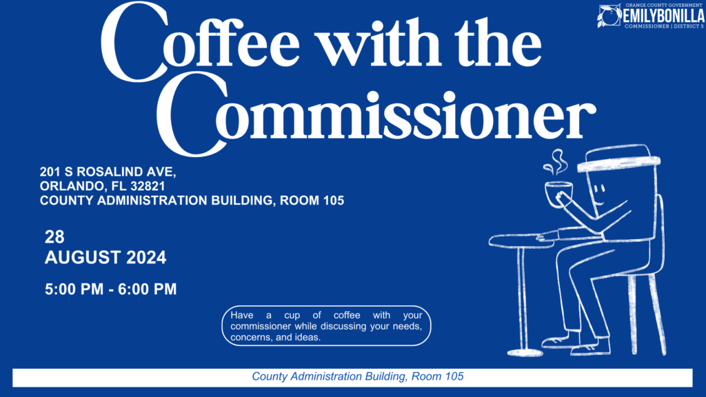 image of flyer for district 5 coffee with the commisioner