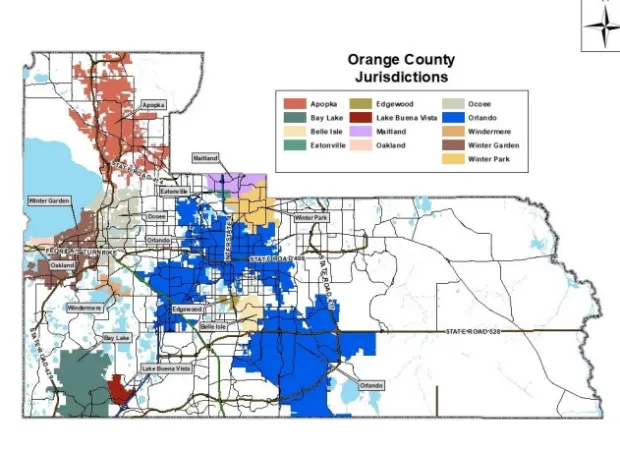 image of a map of orange county with municipalities highlighted