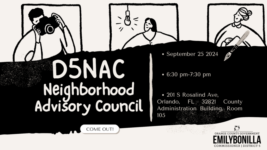 image of flyer for the district 5 neighborhood advisory council meeting