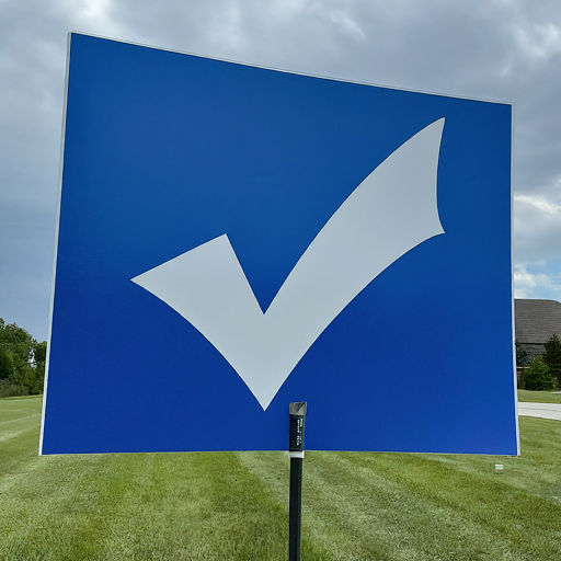 image of a campaign sign with a big check