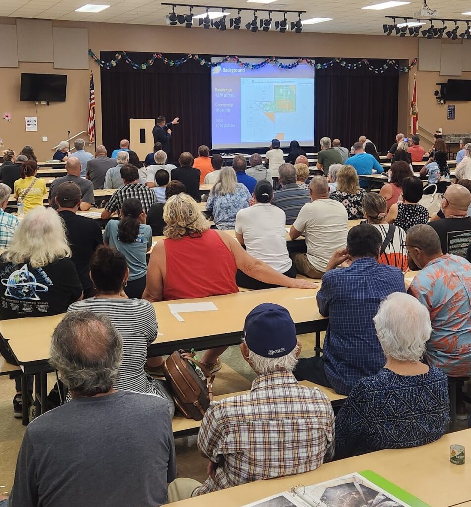 photograph of the crowd at the wedfefield school