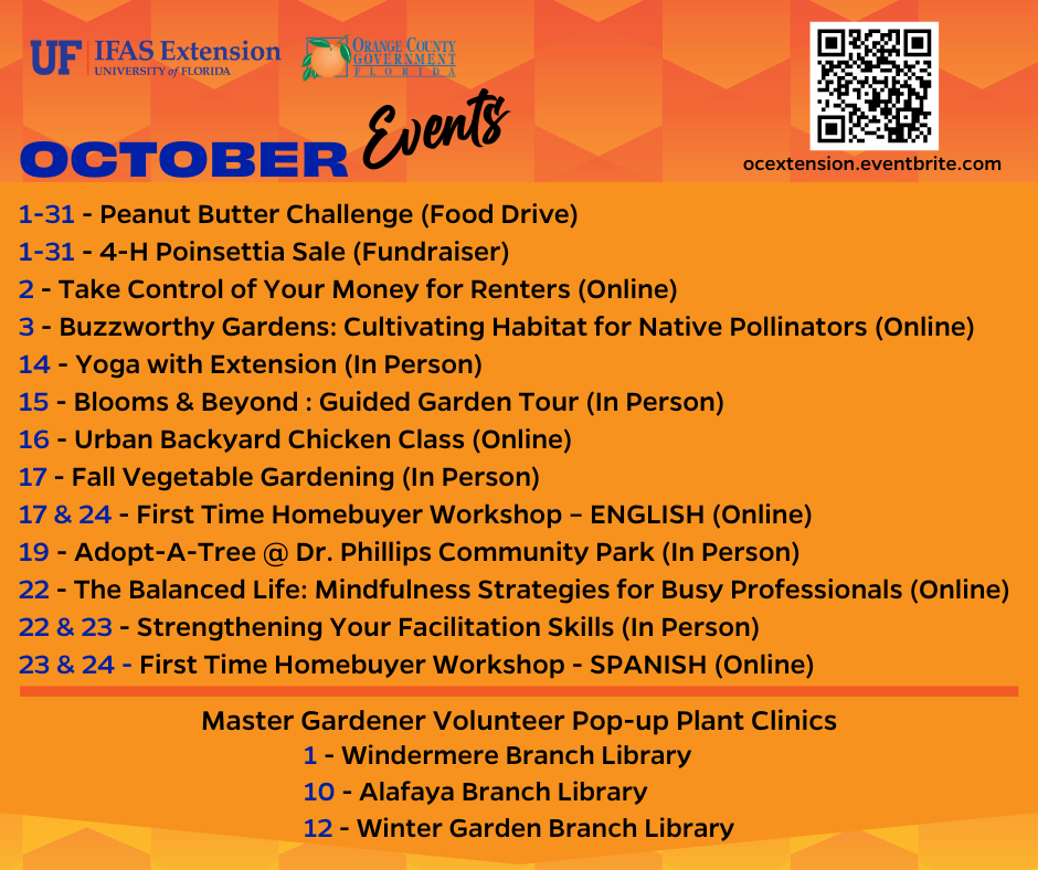 image of the flyer for oc extension's October events